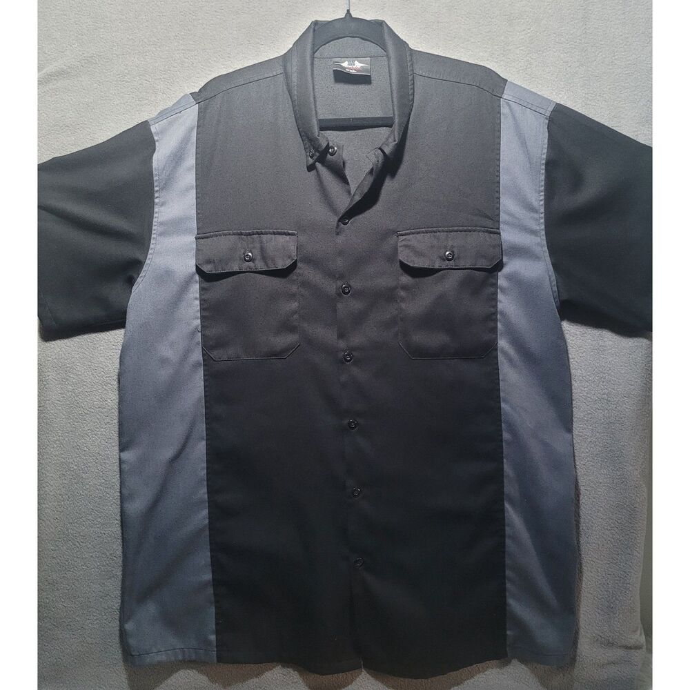 Biker Apparel Men's 2XL Button-Down Short-Sleeve‎ Shirt Black/Grey